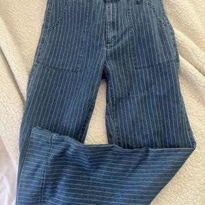 Striped Blue Denim Pants